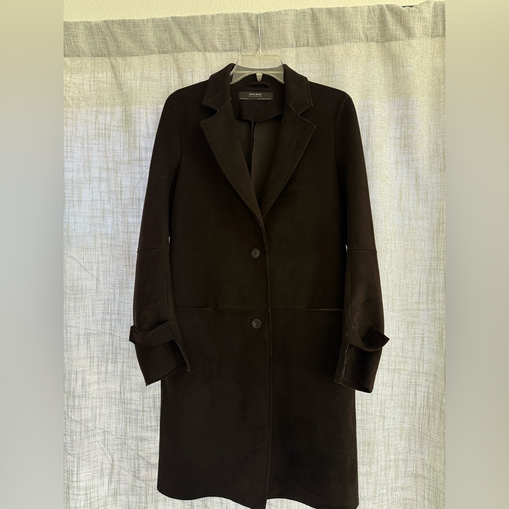 Zara black suede peacoat